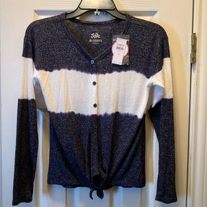 NWT Girls Justice Dark Blue & White Long Sleeve Top size 10